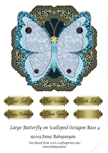 Large Butterfly on Scalloped Octagon Base 4