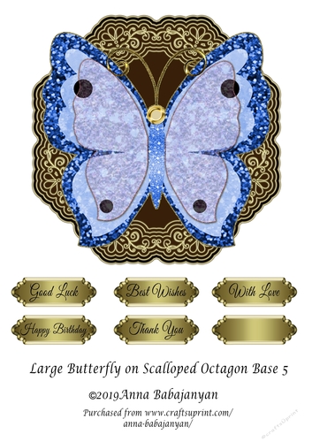 Large Butterfly on Scalloped Octagon Base 5