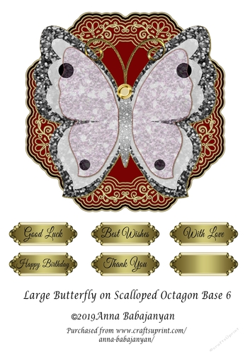 Large Butterfly on Scalloped Octagon Base 6