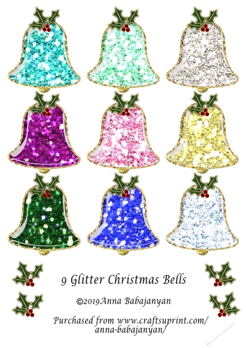 9 Glitter Christmas Bells