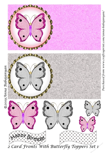 2 Card Fronts With Butterfly Toppers Set 1