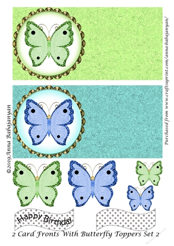 2 Card Fronts With Butterfly Toppers Set 2