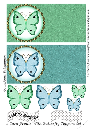 2 Card Fronts With Butterfly Toppers Set 3