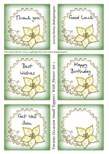 Various Occasion Small Toppers With Flower Set 1