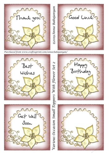 Various Occasion Small Toppers With Flower Set 2