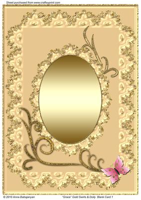 Grace Gold Swirls & Doily Blank Card 1