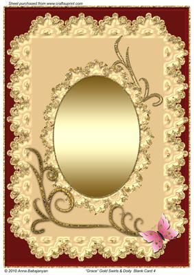 Grace Gold Swirls & Doily Blank Card 4