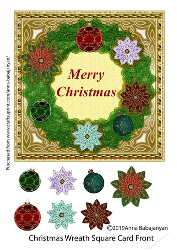 Christmas Wreath Square Card Front