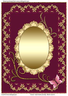Grace Gold Swirls & Doily Blank Card 6