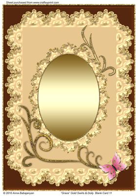 Grace Gold Swirls & Doily Blank Card 11