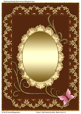 Grace Gold Swirls & Doily Blank Card 12