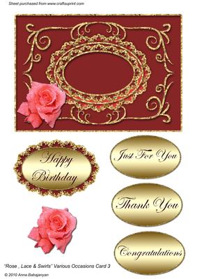Rose, Lace & Swirls Various Occasions Card 3