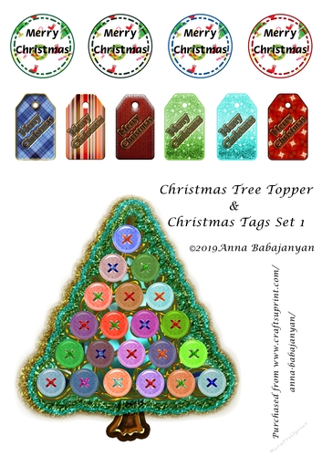 Christmas Tree Topper & Christmas Tags Set 1