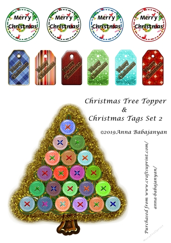 Christmas Tree Topper & Christmas Tags Set 2