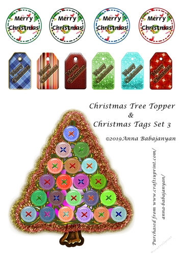 Christmas Tree Topper & Christmas Tags Set 3