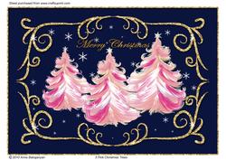 3 Pink Christmas Trees