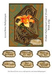 Tribal Patterned Card Front With Lily