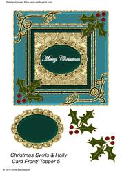 Christmas Swirls & Holly Card Front/ Topper 5