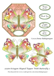5x5in Octagon Shaped Topper With Butterfly 2