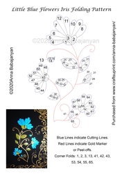 Little Blue Flowers Iris Folding Pattern
