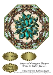 Layered Octagon Topper With Artistic Flower