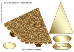Swirly Christmas Tree Shaped Card 1