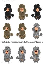 Cute Little Poodle Mini Embellishments/ Toppers