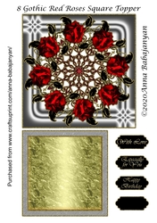 8 Gothic Red Roses Square Topper