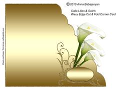Calla Lilies & Swirls Wavy Edge Cut & Fold Corner Card