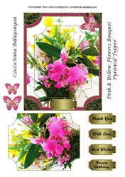 Pink & Yellow Flowers Bouquet Pyramid Topper