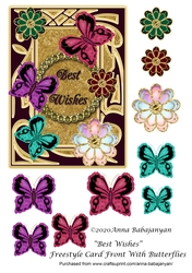 Best Wishes Freestyle Card Front With Butterflies
