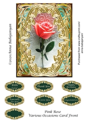 Pink Rose Various Occasions Card Front