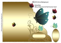 Butterflies Wavy Edge Cut & Fold Corner Card