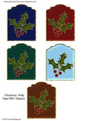 Christmas Holly Tags/ Mini Toppers