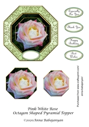 Pink-White Rose Octagon Shaped Pyramid Topper