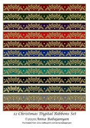12 Christmas Digital Ribbons Set