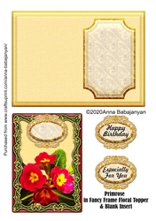 Primrose in Fancy Frame Floral Topper & Blank Insert