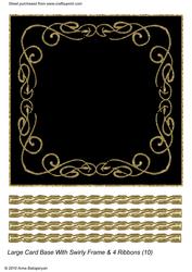 Large Card Base with Swirly Frame & 4 Ribbons (10)
