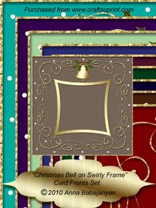 Christmas Bell on Swirly Frame Card Fronts Set