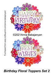 Birthday Floral Toppers Set 2