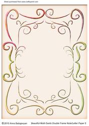 Beautiful Multi-swirls Double Frame Note / Letter Paper 5