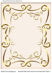Beautiful Multi-swirls Double Frame Note / Letter Paper 7