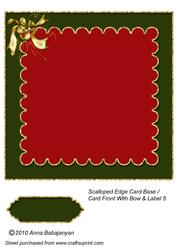 Scalloped Edge Card Base Card Front with Bow & Label 5