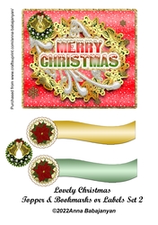 Lovely Christmas Topper & Bookmarks or Labels Set 2