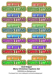 Gold Edged Merry Christmas Captions Set