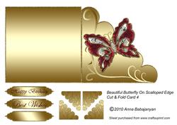 Beautiful Butterfly on Scalloped Edge Cut & Fold Card 4