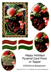 Happy Holidays Pyramid Card Front or Topper