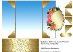 Butterflies & Flowers Jeweled Frame Blank Gate Fold Card 2