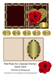Red Rose for Special Woman Quick Card