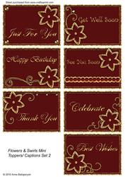 Flowers & Swirls Mini Toppers / Captions Set 2
